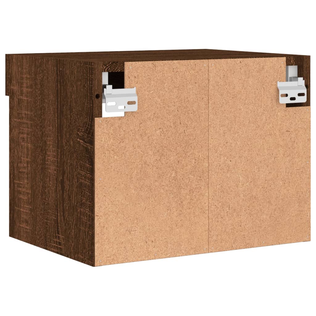 vidaXL Bedside Cabinets with LED Lights Wall-mounted 2 pcs Brown Oak