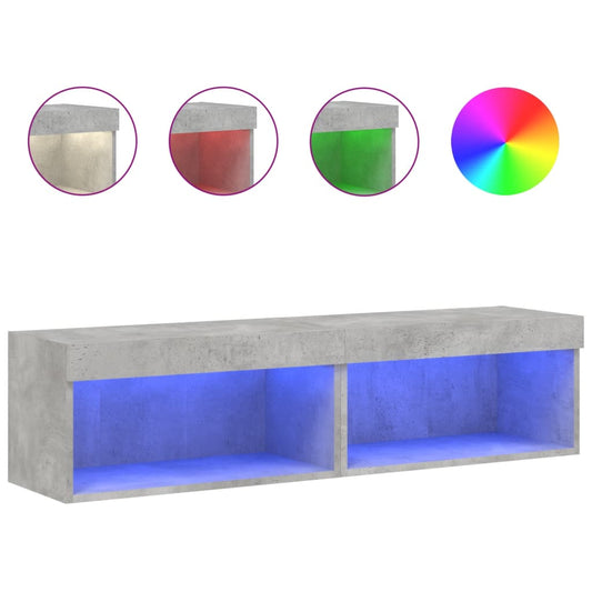 vidaXL 2 Piece TV Cabinet Set with LED Lights Concrete Grey 60x30x30 cm