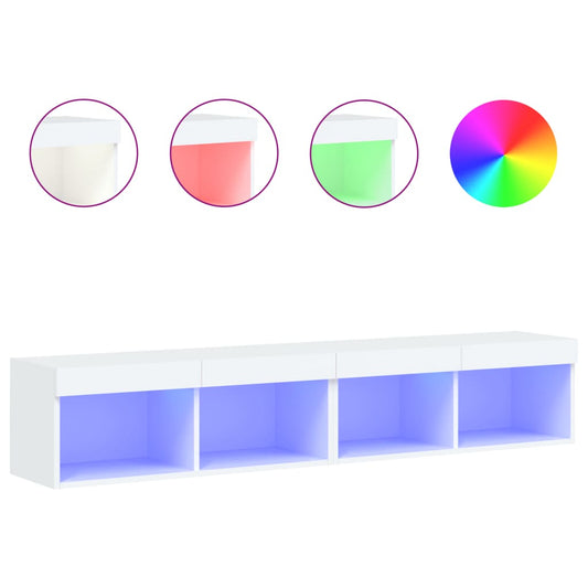 vidaXL 2 Piece TV Cabinet Set with LED Lights White 80x30x30 cm