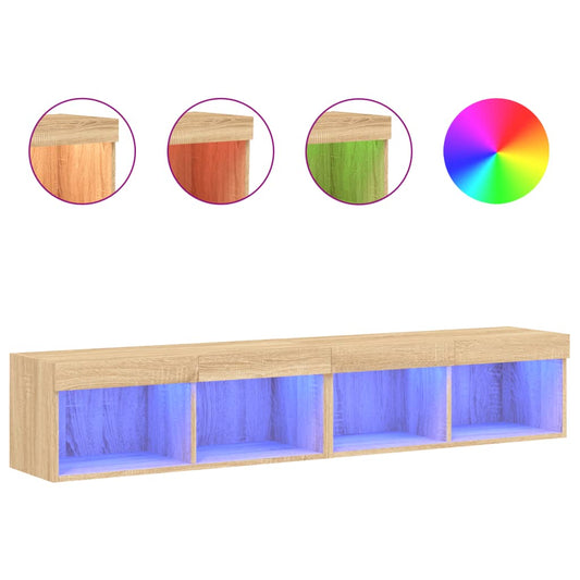 vidaXL 2 Piece TV Cabinet Set with LED Lights Sonoma Oak 80x30x30 cm