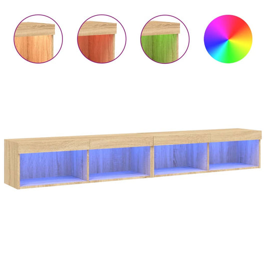 vidaXL 2 Piece TV Cabinet Set with LED Lights Sonoma Oak 100x30x30 cm
