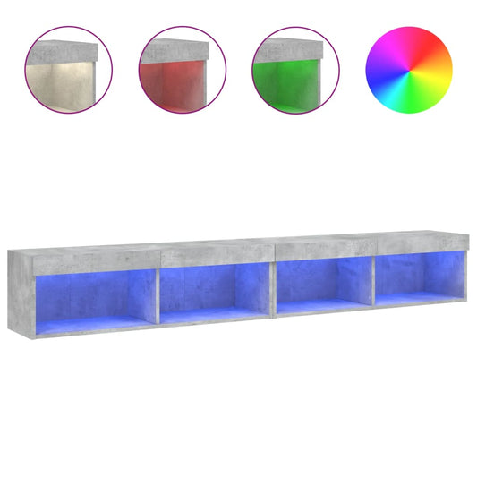 vidaXL 2 Piece TV Cabinet Set with LED Lights Concrete Grey 100x30x30 cm