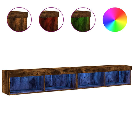 vidaXL 2 Piece TV Cabinet Set with LED Lights Smoked Oak 100x30x30 cm