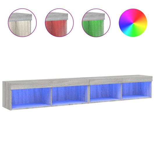 vidaXL 2 Piece TV Cabinet Set with LED Lights Grey Sonoma 100x30x30 cm