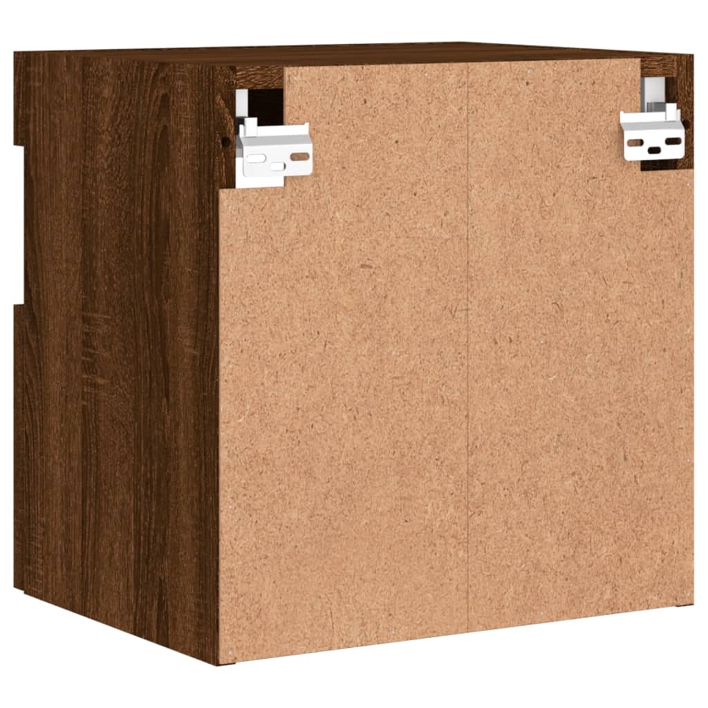 vidaXL TV Wall Cabinet with LED Lights Brown Oak 40x30x40 cm