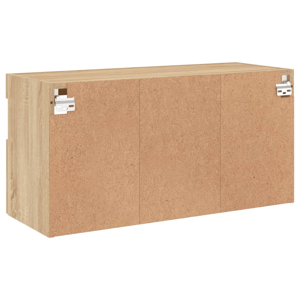 vidaXL TV Wall Cabinet with LED Lights Sonoma Oak 80x30x40 cm