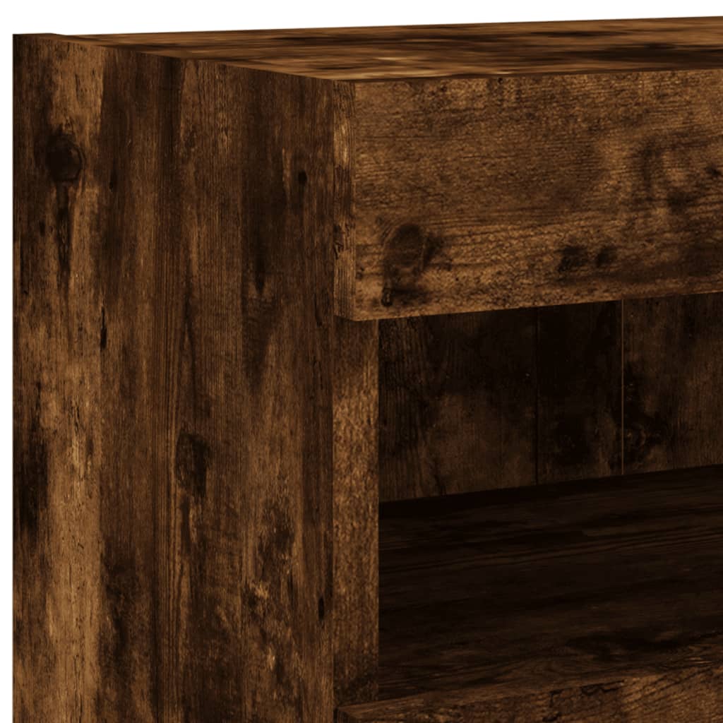 vidaXL TV Wall Cabinet with LED Lights Smoked Oak 80x30x40 cm