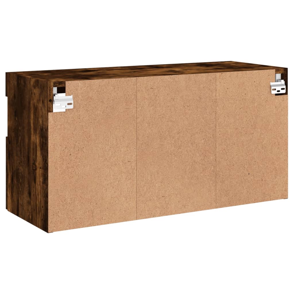 vidaXL TV Wall Cabinet with LED Lights Smoked Oak 80x30x40 cm