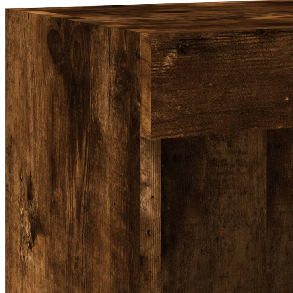 vidaXL TV Wall Cabinet with LED Lights Smoked Oak 100x30x40 cm
