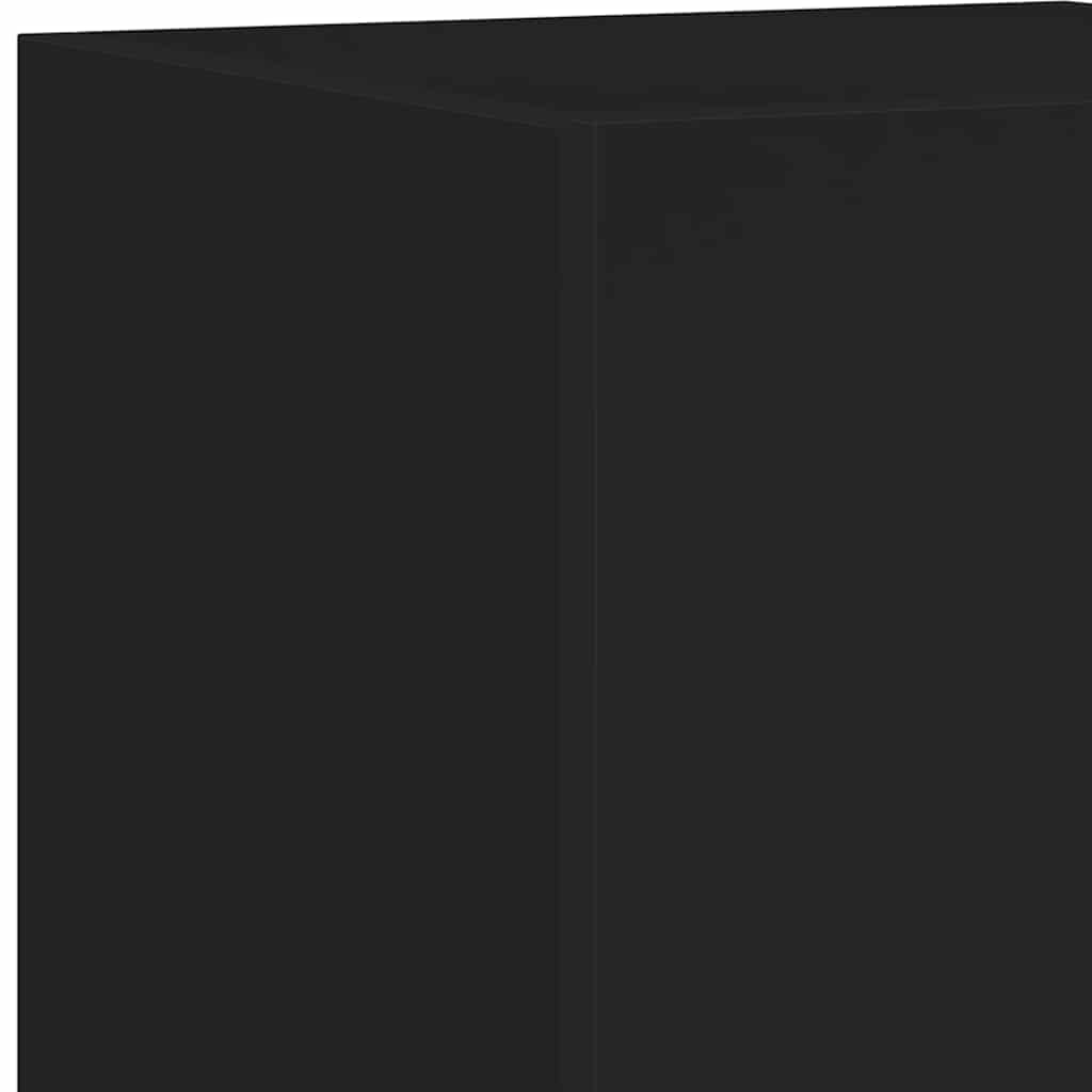 vidaXL TV Wall Cabinet with LED Lights Black 30.5x35x70 cm