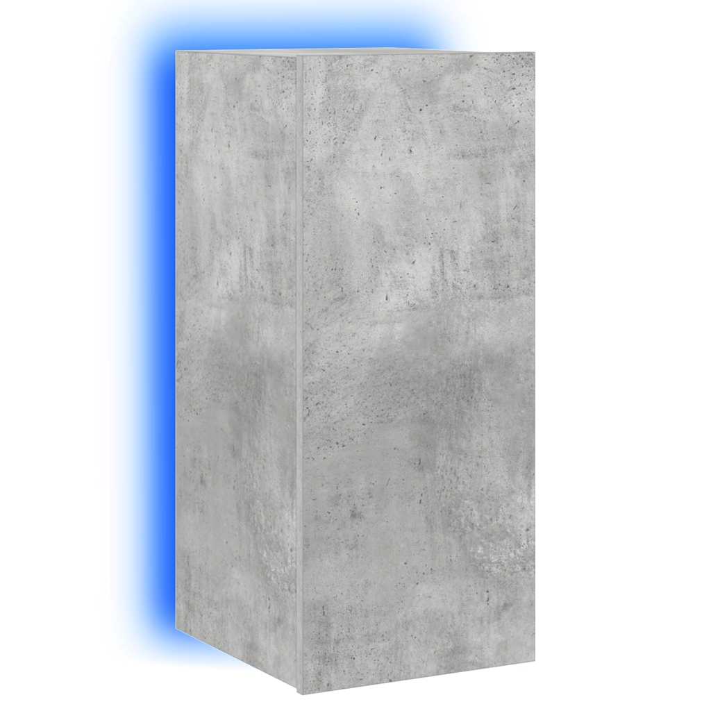 vidaXL TV Wall Cabinet with LED Lights Concrete Grey 30.5x35x70 cm