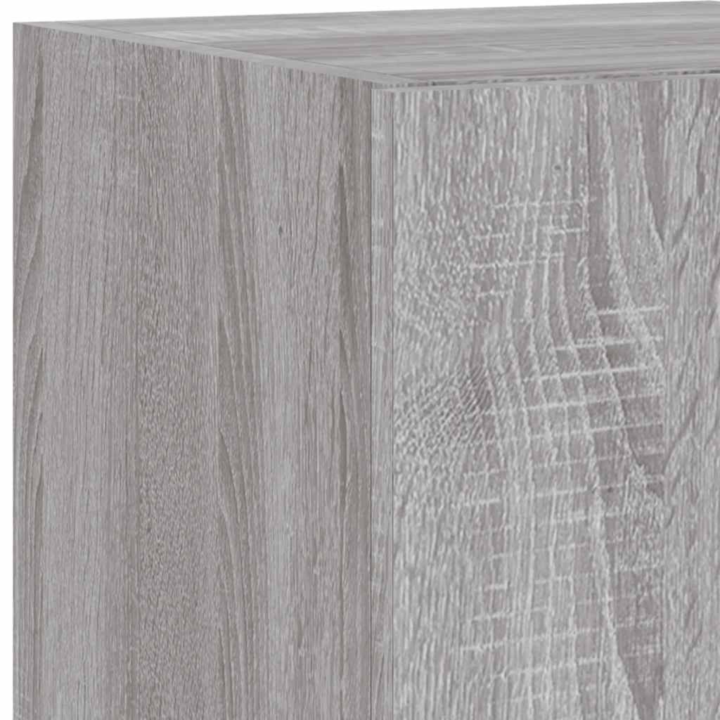 vidaXL TV Wall Cabinet with LED Lights Grey Sonoma 30.5x35x70 cm