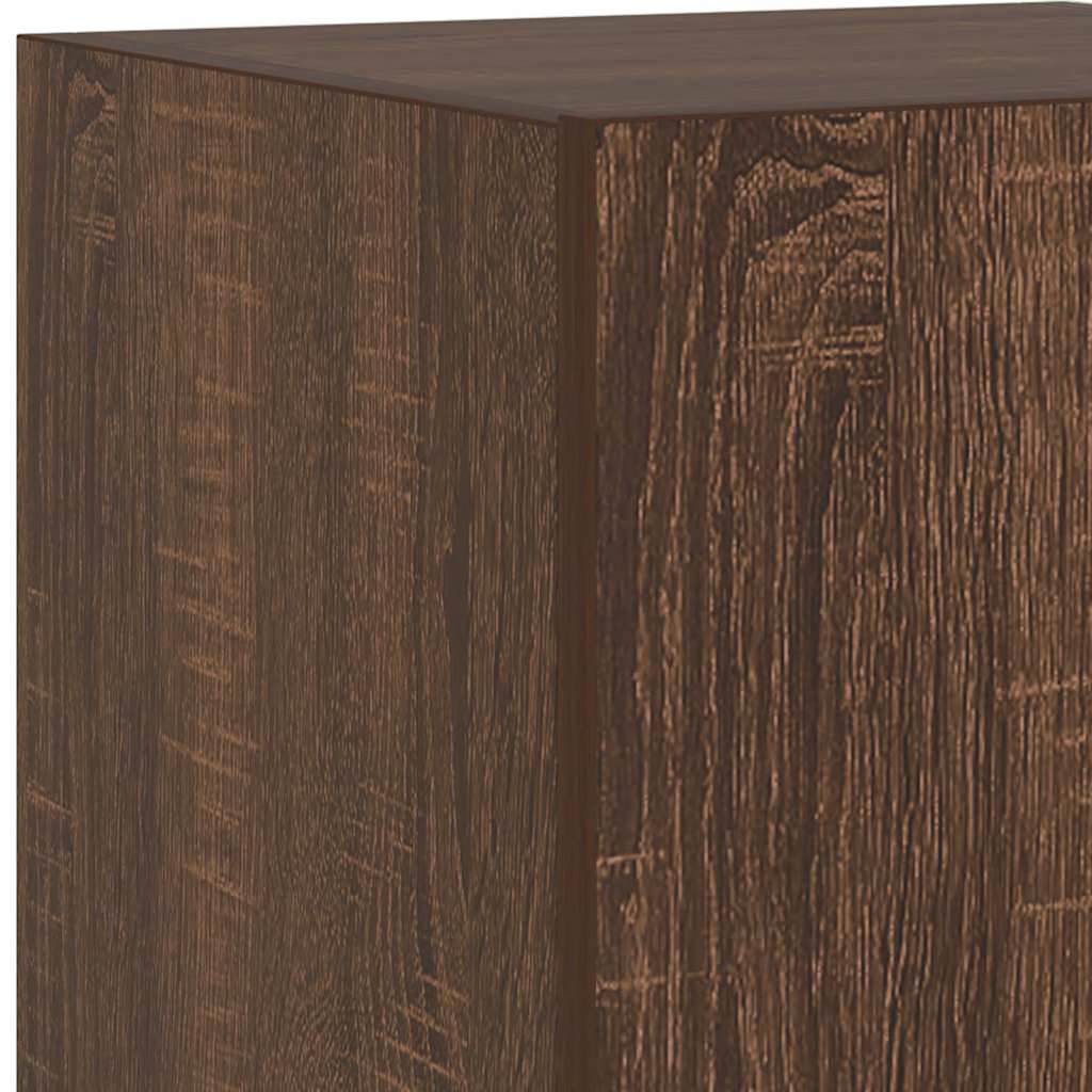 vidaXL TV Wall Cabinet with LED Lights Brown Oak 30.5x35x70 cm