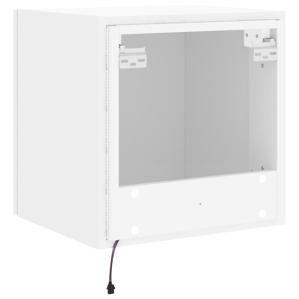 vidaXL TV Wall Cabinet with LED Lights White 40.5x35x40 cm