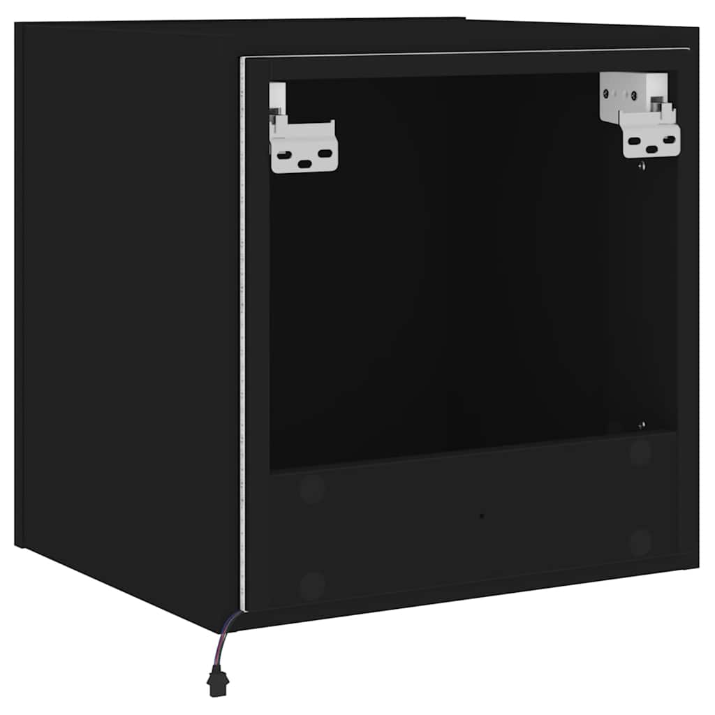 vidaXL TV Wall Cabinet with LED Lights Black 40,5x35x40 cm
