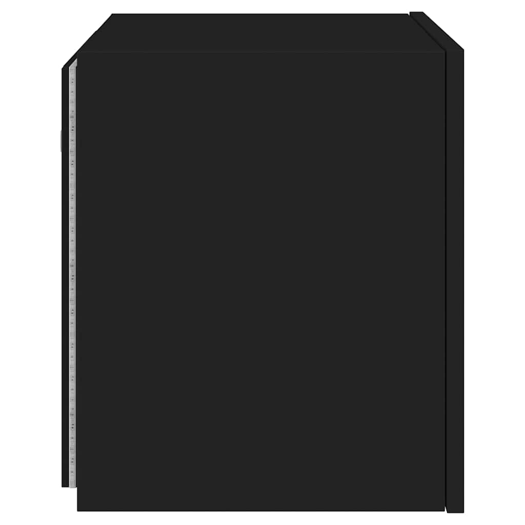 vidaXL TV Wall Cabinets with LED Lights 2 pcs Black 40.5x35x40 cm
