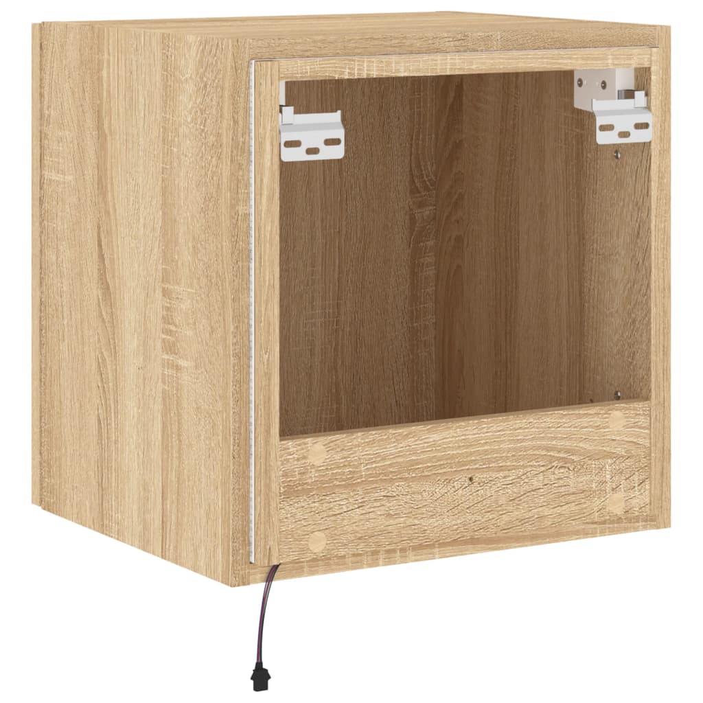 vidaXL TV Wall Cabinet with LED Lights Sonoma Oak 40.5x35x40 cm