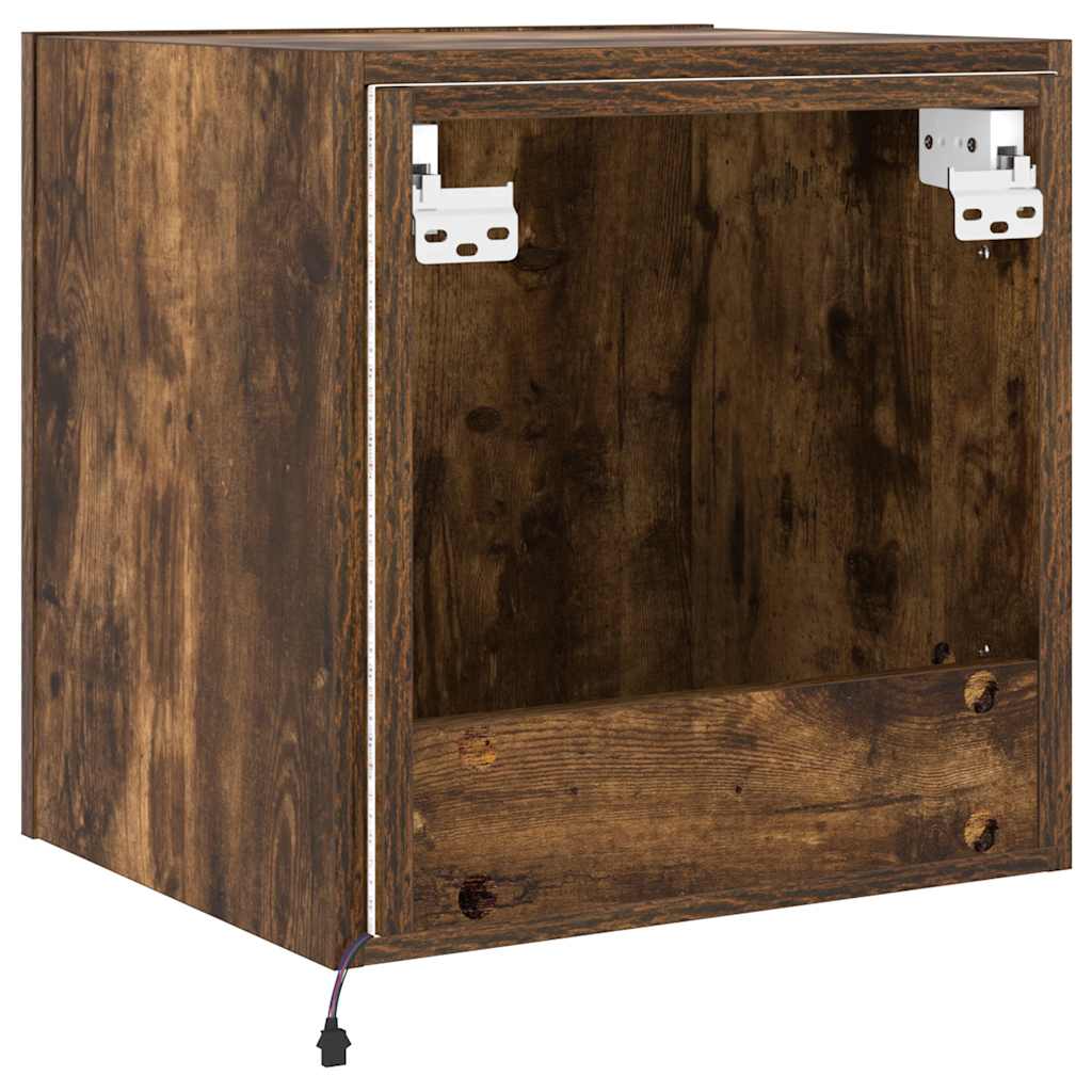 vidaXL TV Wall Cabinets with LED Lights 2 pcs Smoked Oak 40,5x35x40 cm