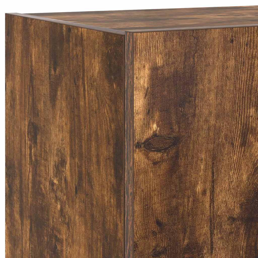 vidaXL TV Wall Cabinets with LED Lights 2 pcs Smoked Oak 80x35x31 cm