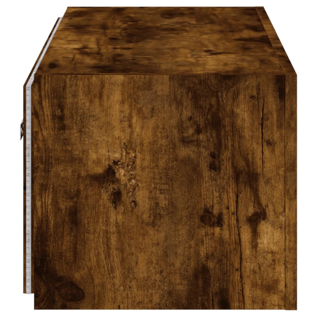 vidaXL TV Wall Cabinet with LED Lights Smoked Oak 100x35x31 cm