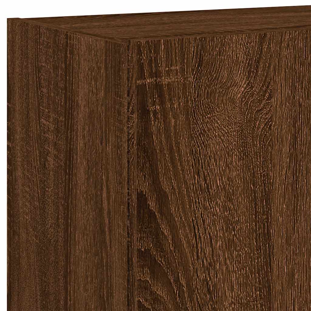vidaXL TV Wall Cabinet with LED Lights Brown Oak 60x35x41 cm