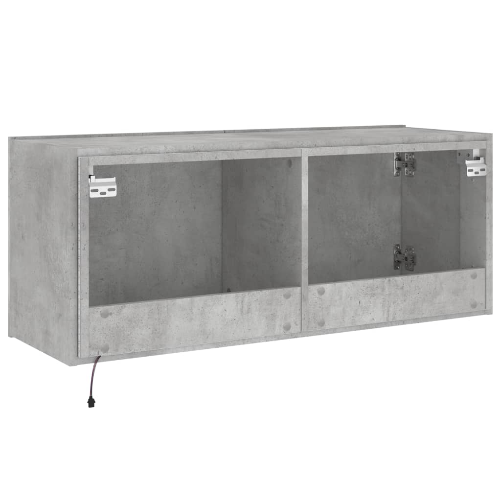 vidaXL TV Wall Cabinet with LED Lights Concrete Grey 100x35x41 cm