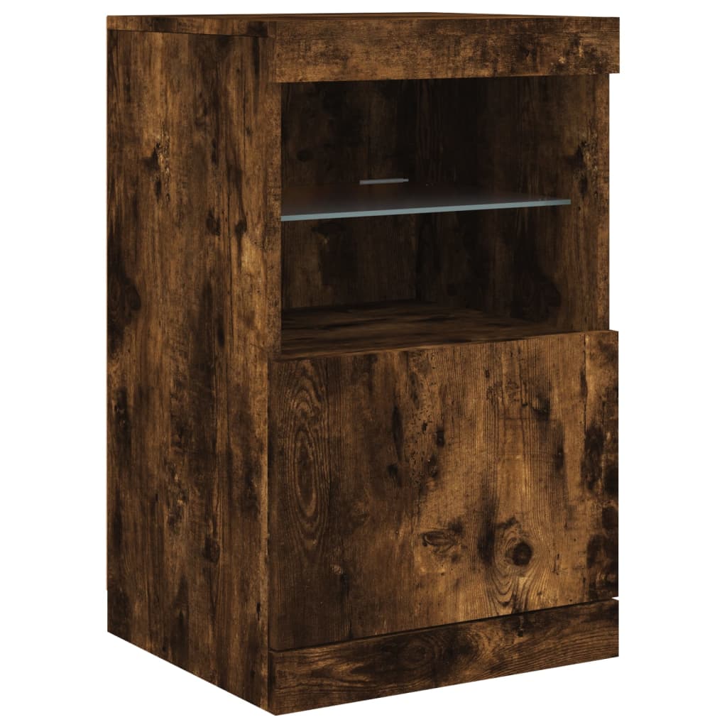 vidaXL Sideboard with LED Lights Smoked Oak 162x37x67 cm