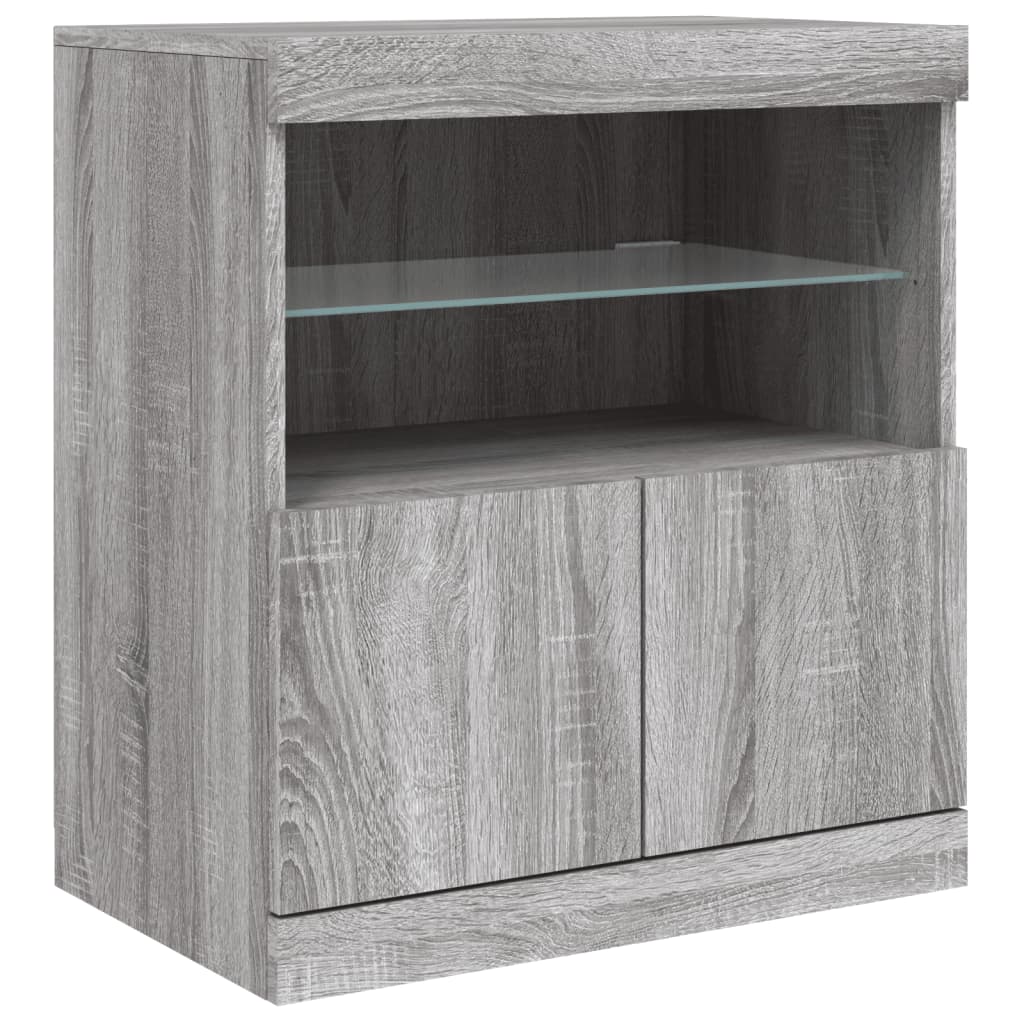 vidaXL Sideboard with LED Lights Grey Sonoma 181,5x37x67 cm
