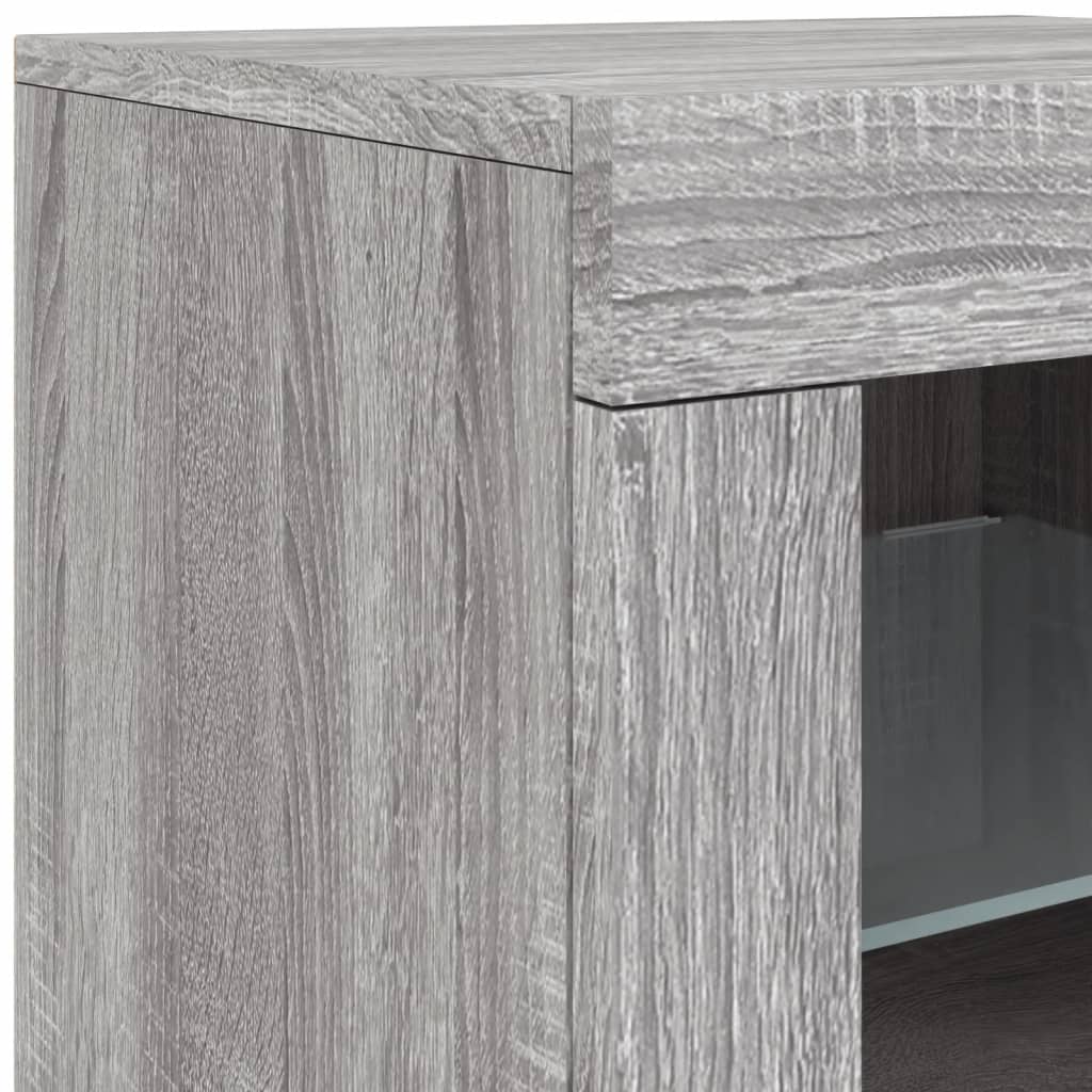 vidaXL Sideboard with LED Lights Grey Sonoma 202x37x67 cm