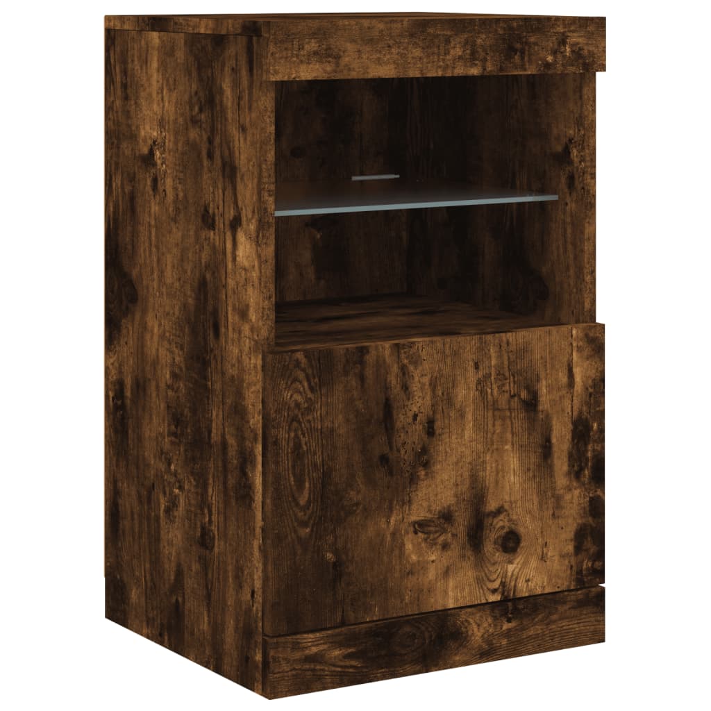 vidaXL Sideboard with LED Lights Smoked Oak 164x37x67 cm