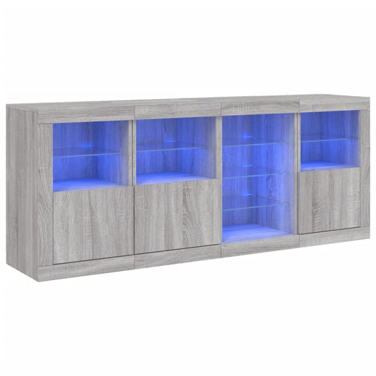 vidaXL Sideboard with LED Lights Grey Sonoma 164x37x67 cm