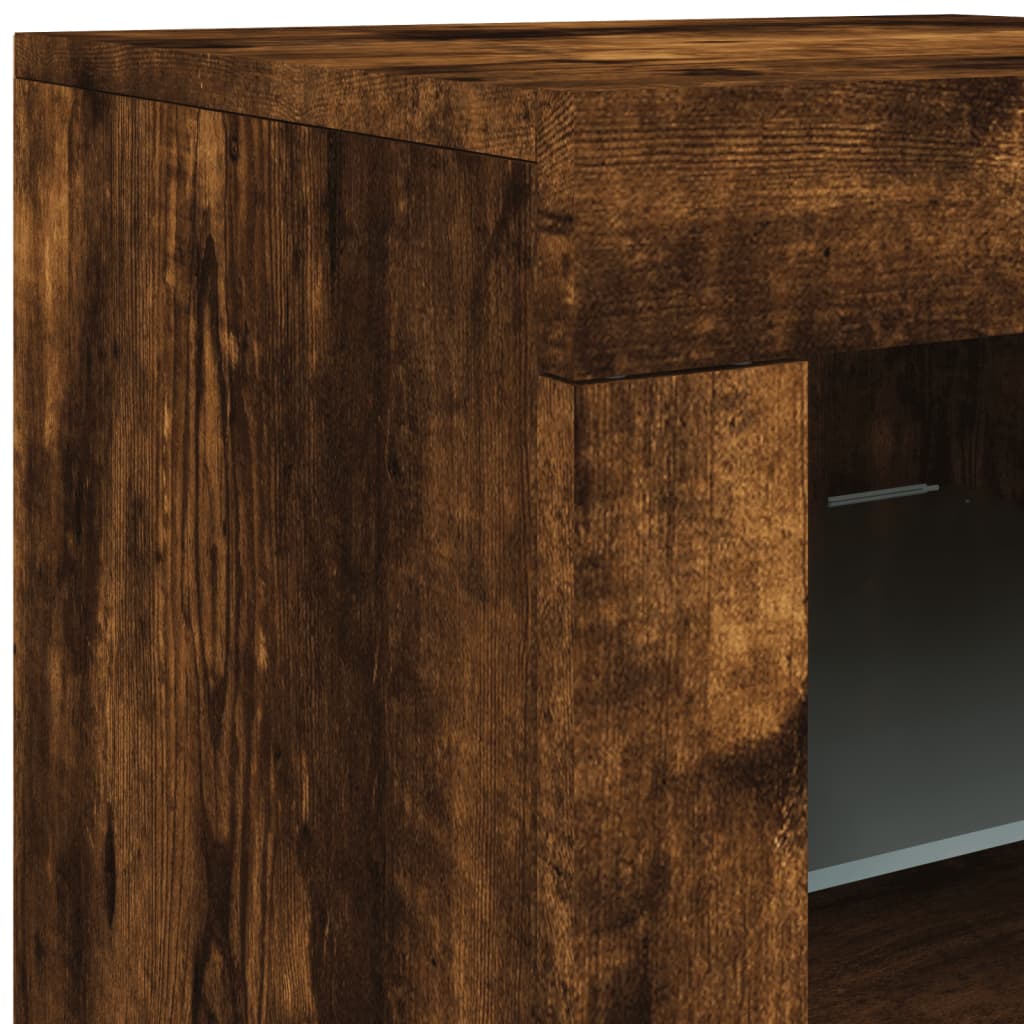vidaXL Sideboard with LED Lights Smoked Oak 123x37x67 cm