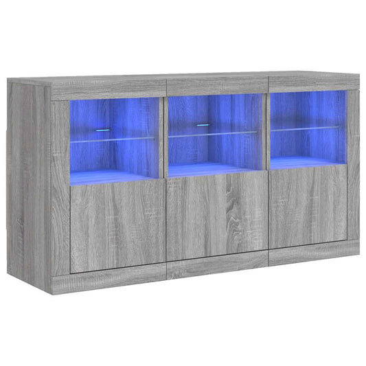 vidaXL Sideboard with LED Lights Grey Sonoma 123x37x67 cm