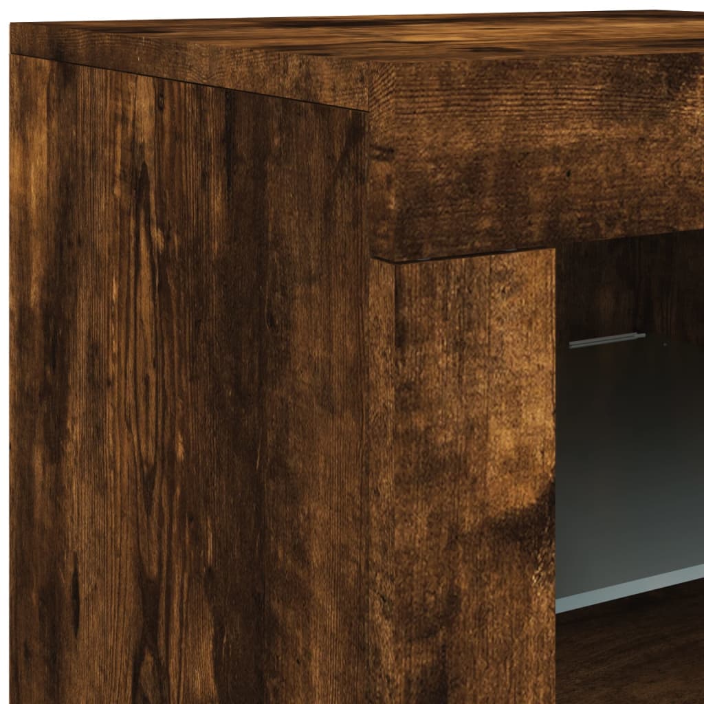 vidaXL Sideboard with LED Lights Smoked Oak 123x37x67 cm