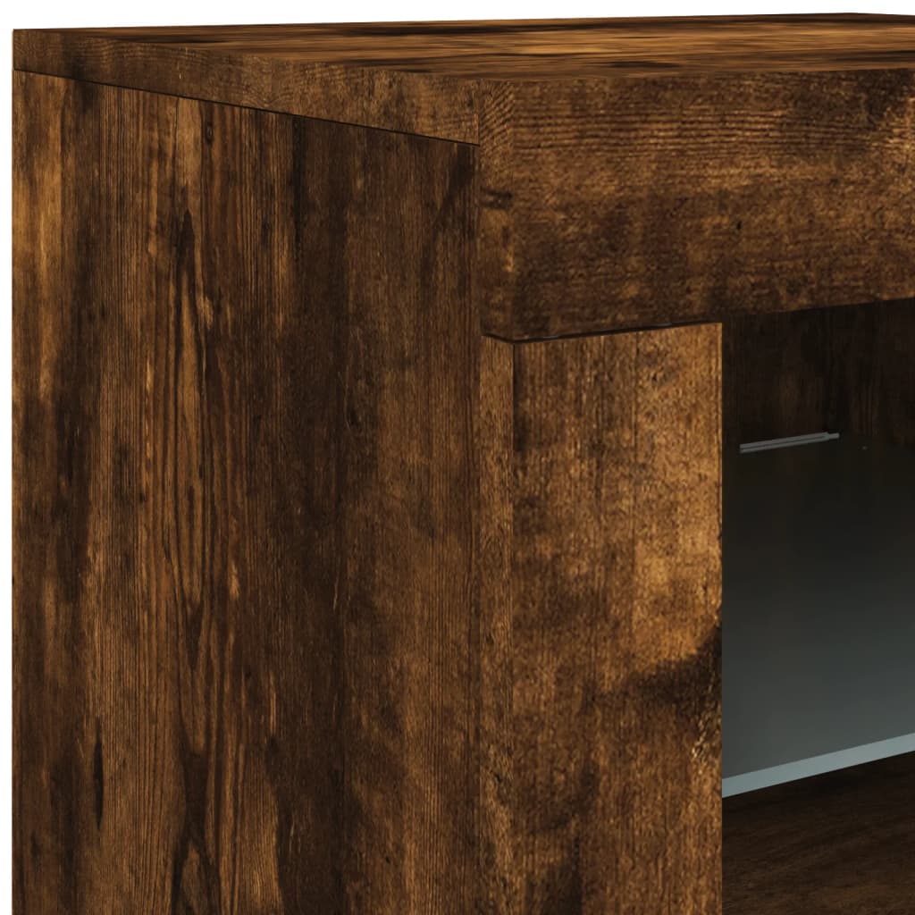 vidaXL Sideboard with LED Lights Smoked Oak 142,5x37x67 cm