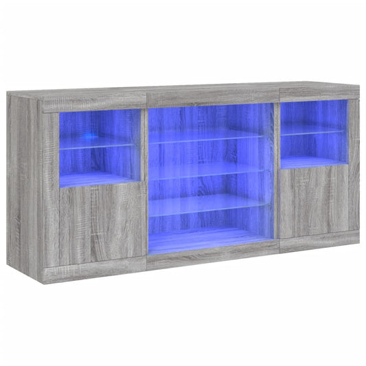 vidaXL Sideboard with LED Lights Grey Sonoma 142,5x37x67 cm