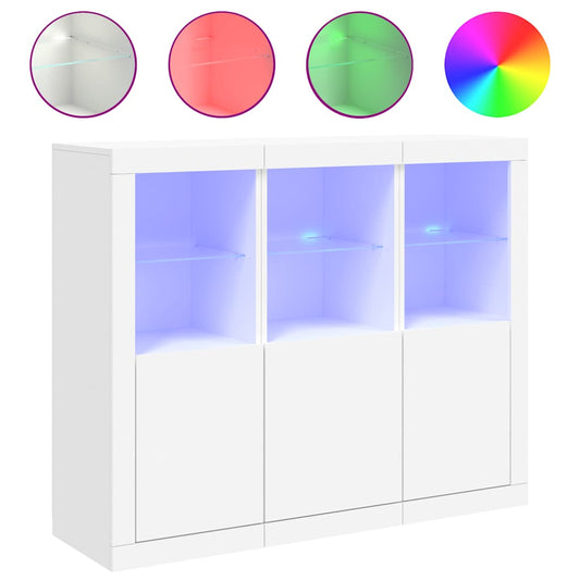vidaXL Sideboards with LED Lights 3 pcs White Engineered Wood
