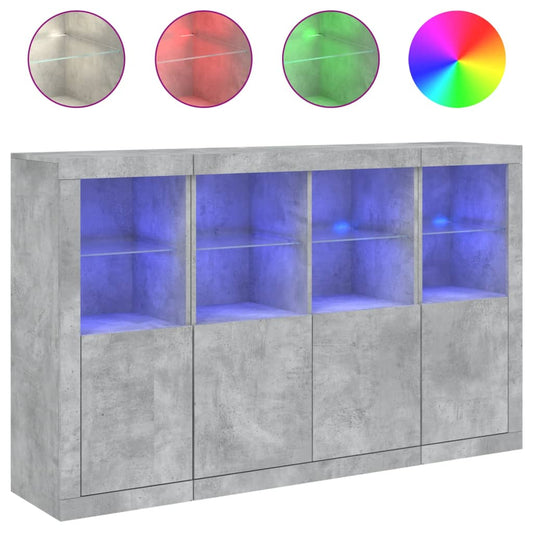 vidaXL Sideboards with LED Lights 3 pcs Concrete Grey Engineered Wood