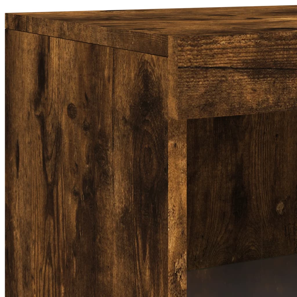 vidaXL Sideboard with LED Lights Smoked Oak 181,5x37x100 cm