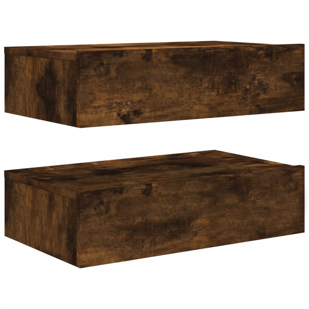 vidaXL 2 Piece TV Cabinet Set with LED Lights Smoked Oak 60x35x15,5 cm