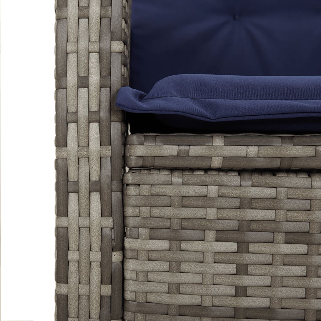 vidaXL 3 Piece Bistro Set with Cushions Grey Poly Rattan
