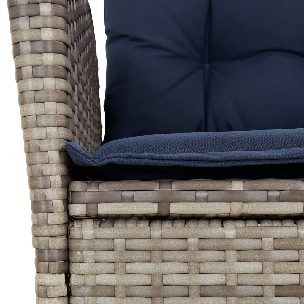 vidaXL 3 Piece Bistro Set with Cushions Grey Poly Rattan