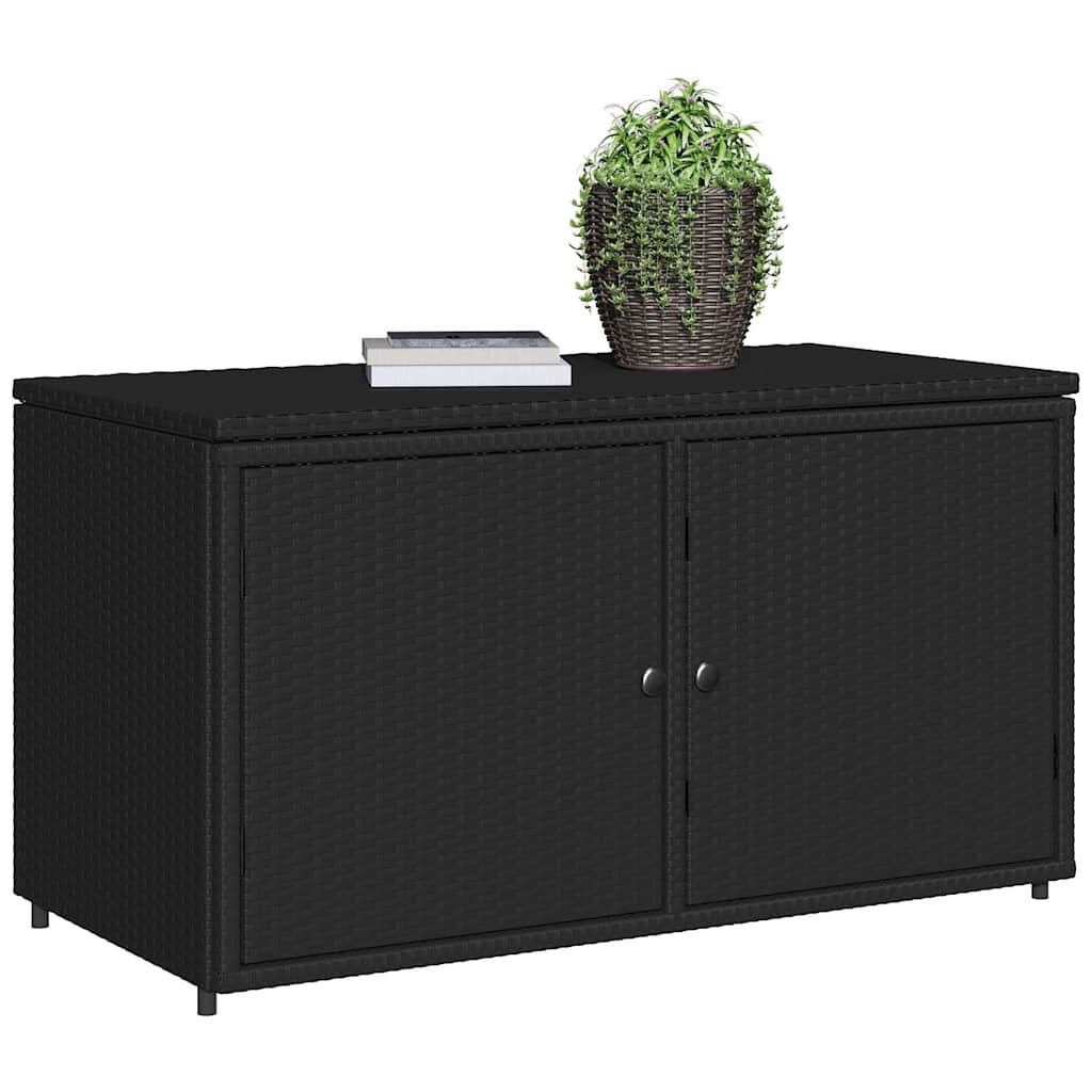 vidaXL Garden Storage Cabinet Black 110x55x60,5 cm Poly Rattan