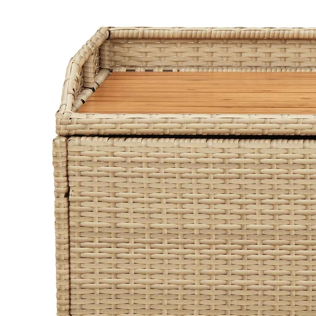 vidaXL Storage Bench Mix Beige 100x50x52cm Poly Rattan and Acacia Wood