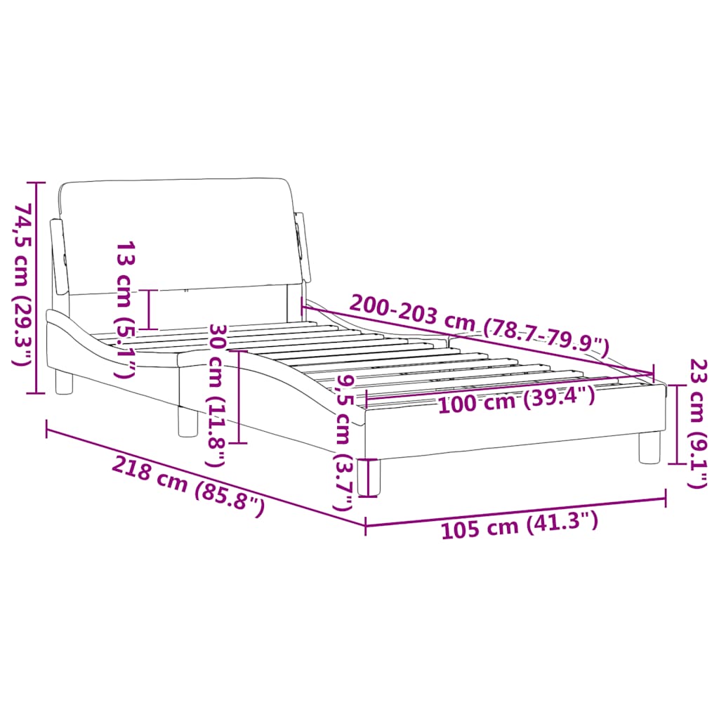 vidaXL Bed Frame "Dover" Light Grey 100x203 cm Velvet