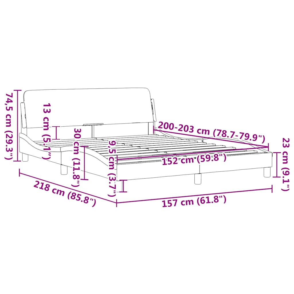 vidaXL Bed Frame "Dover" Dark Grey 152x203 cm Velvet