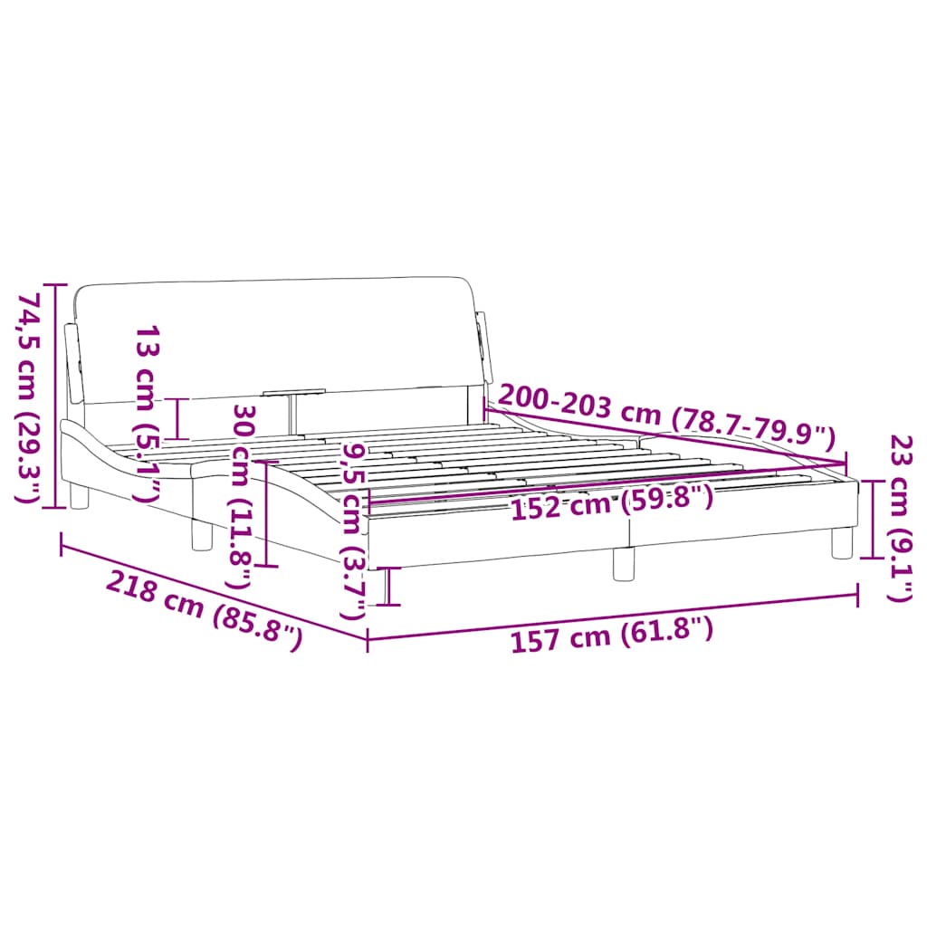 vidaXL Bed Frame "Dover" Black 152x203 cm Faux Leather