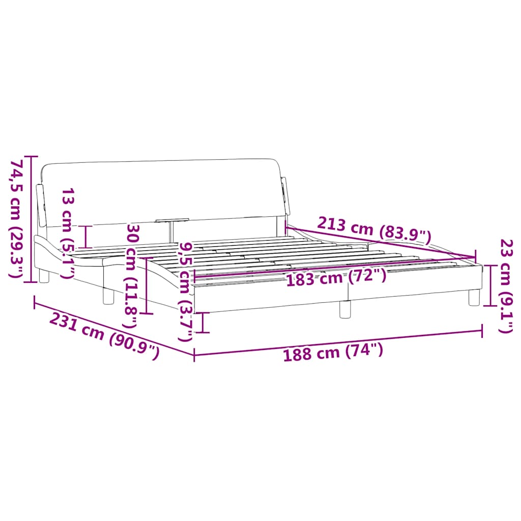vidaXL Bed Frame "Dover" White 183x213 cm Faux Leather