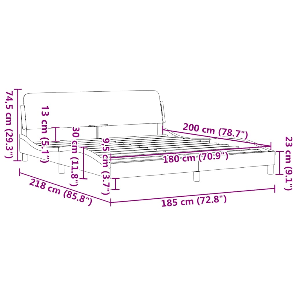 vidaXL Bed Frame "Dover" Light Grey 180x200 cm Velvet