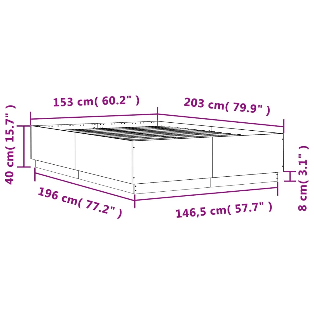 vidaXL Bed Frame without Mattress Smoked Oak 150x200 cm King Size